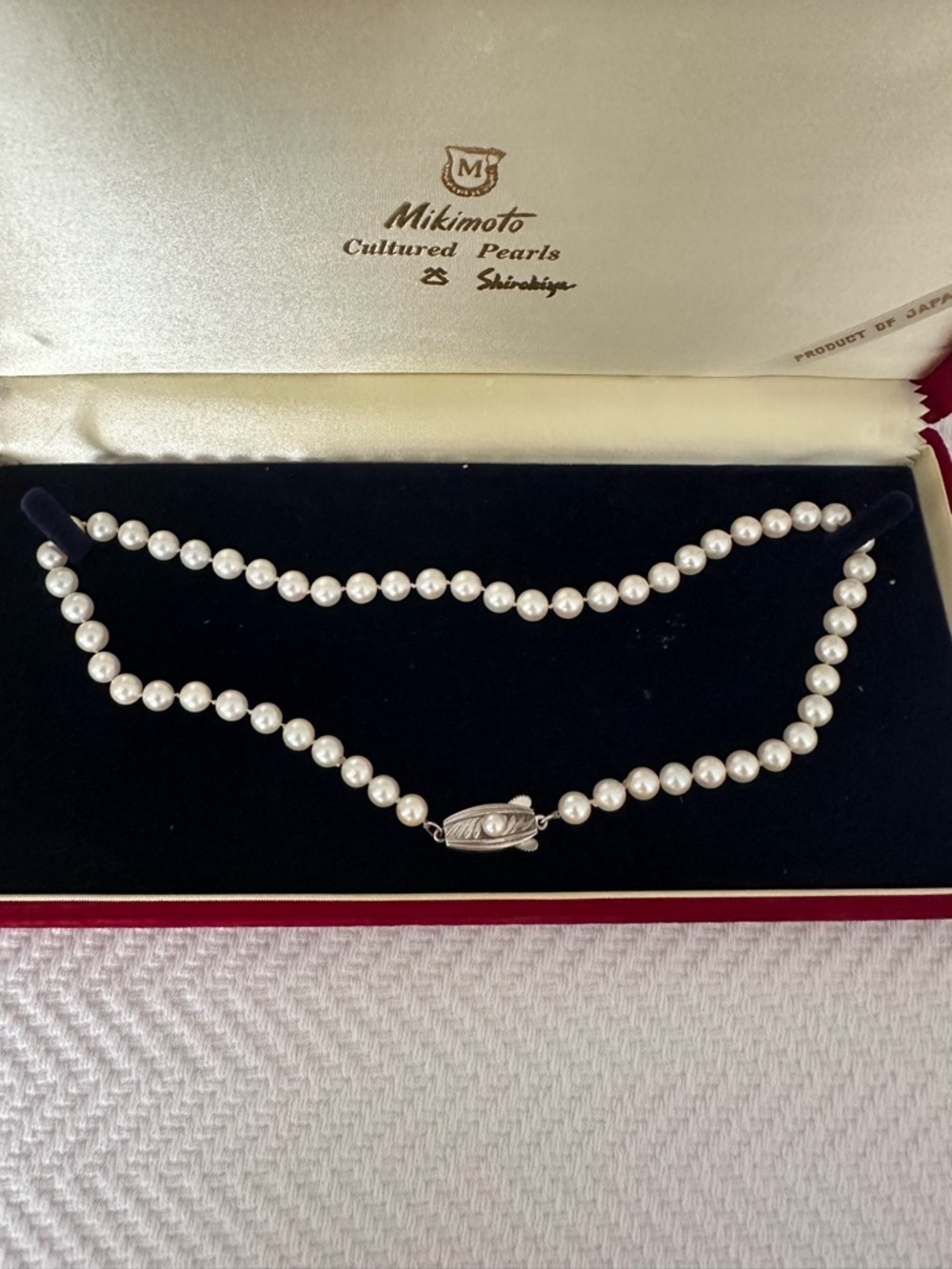 Mikimoto Cream Pearl Single-Strand Necklace with Silver Clasp